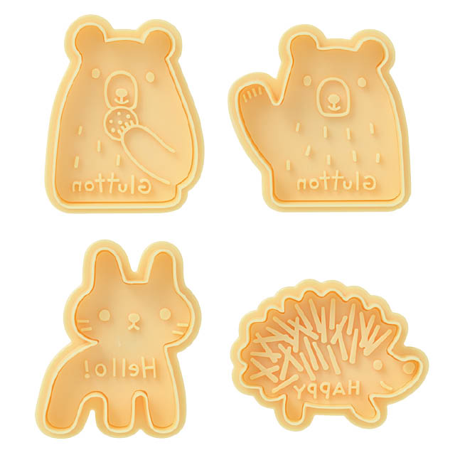 GLB-CKM1 グラットンファミリースタンプクッキーモールド / 製菓器具 抜型 アイシングクッキー 動物 アニマル セット うさぎ くま ハリネズミ