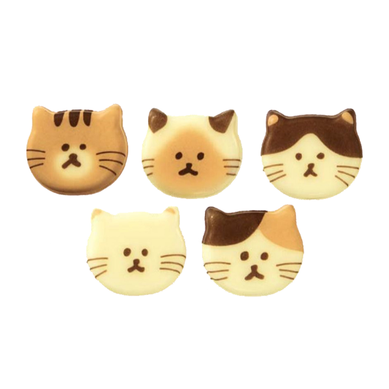 A-315 ねこ顔アソート 5個 / ネコ 猫 チョコレート 猫の日 2月22日トッピング デコレーション
