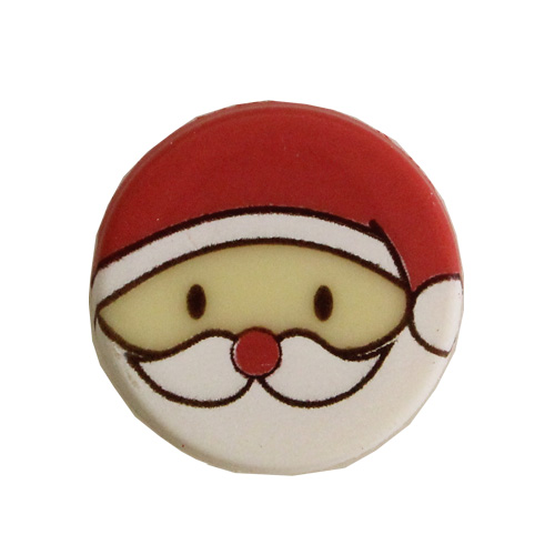 2476 丸プレートマルーンサンタ  6個 / クリスマス チョコプレート オーナメント