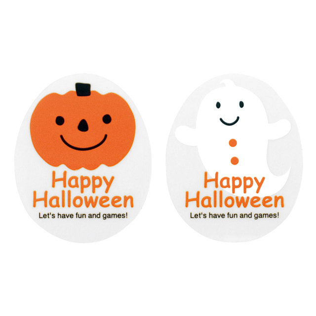 ハロウィン透明シール 2種、各2枚入 / ラッピング シール 包装材料