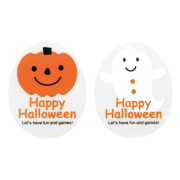ハロウィン透明シール 2種、各2枚入 / ラッピング シール 包装材料