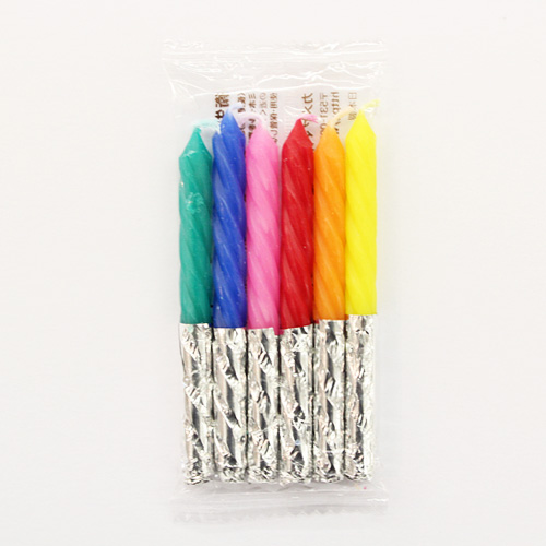 S-6 シルバー巻きローソク(7.5cm) 6本入 / ろうそく キャンドル