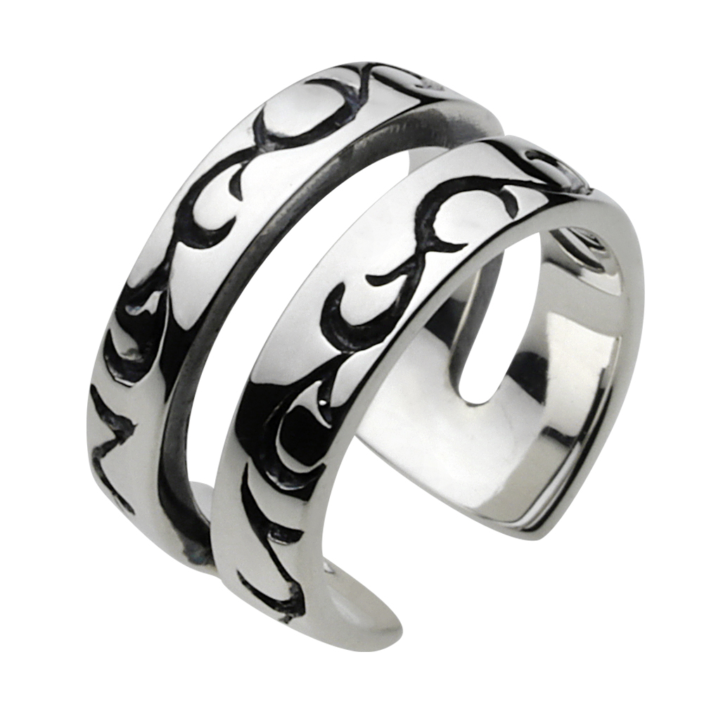 cenote e0117 【シルバーアクセサリー】 ダブル唐草シルバーイヤーカフ