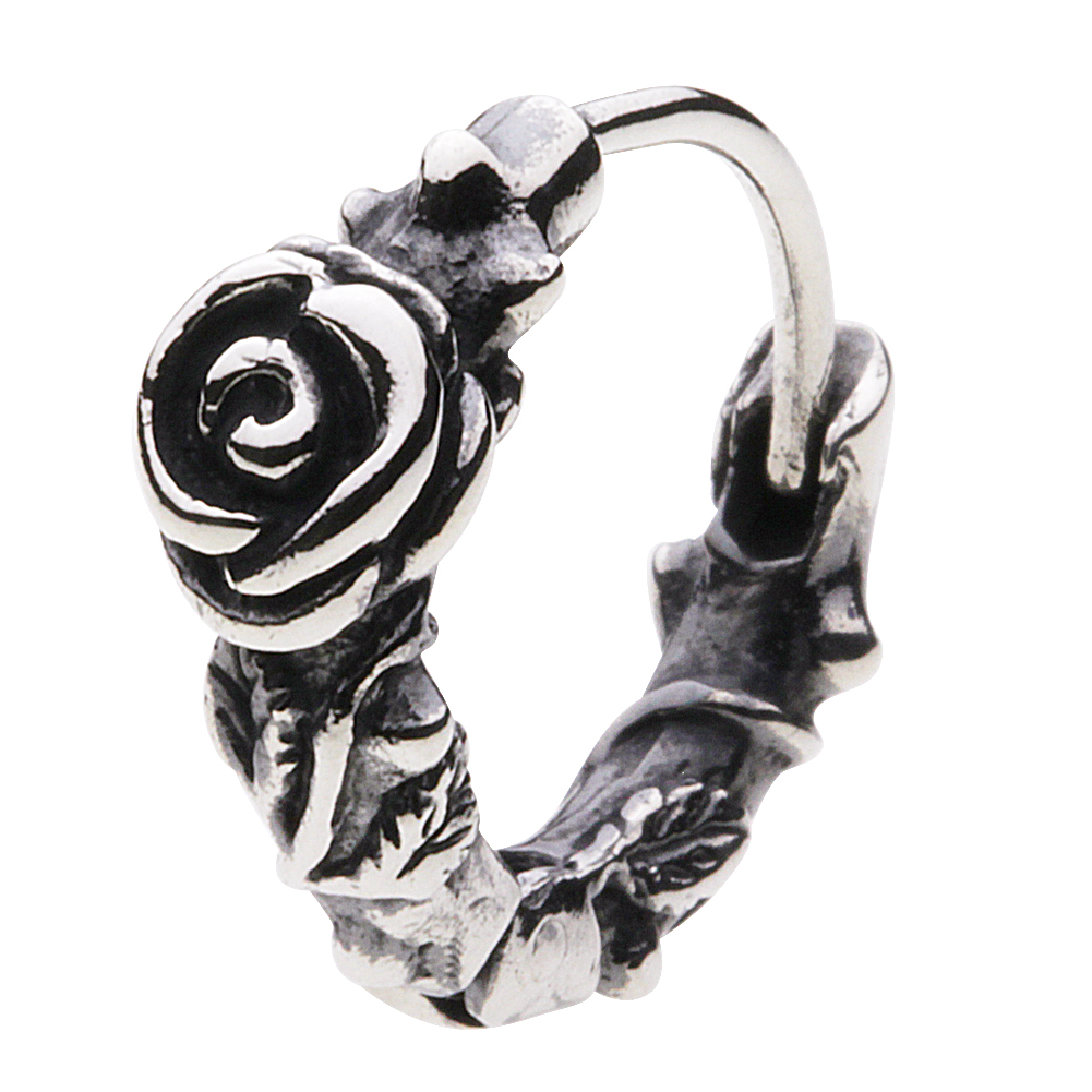 cenote e0458 【シルバーアクセサリー】 薔薇フープピアス