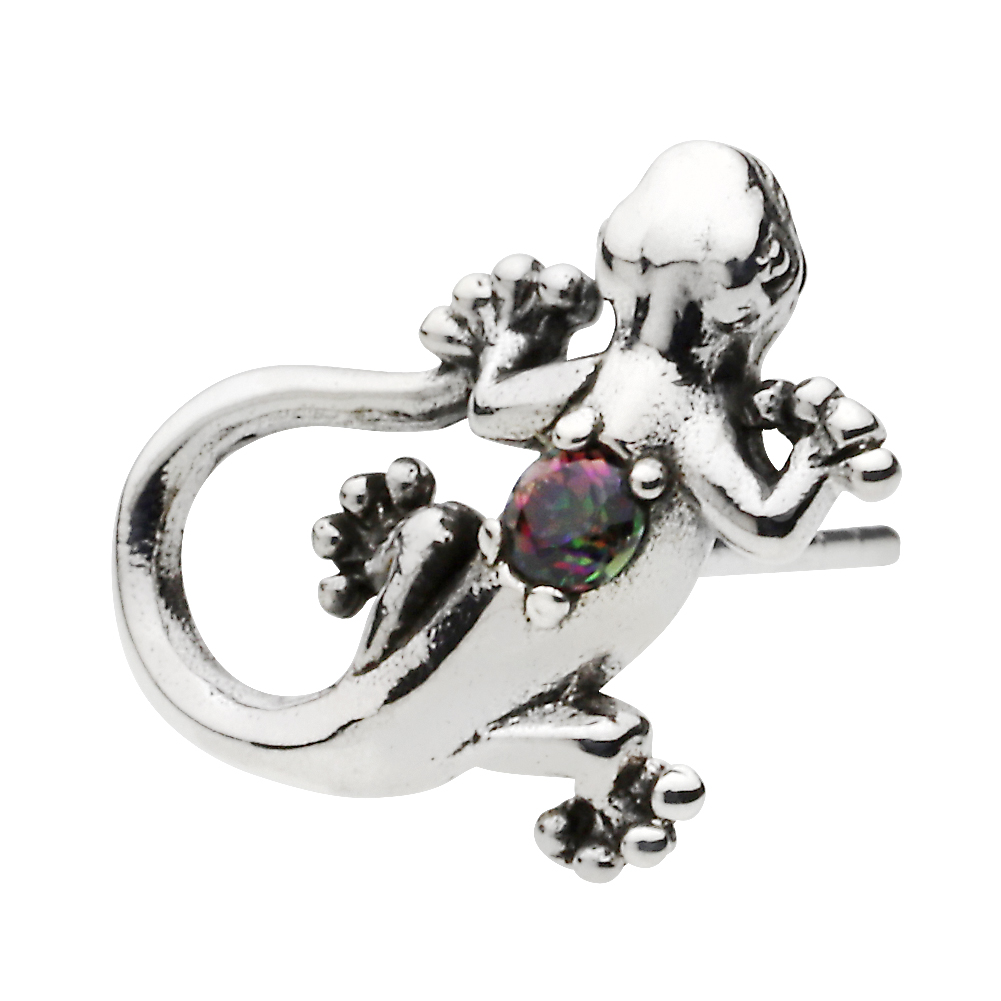 cenote e0591 【シルバーアクセサリー】 ストーントカゲスタッドピアス  ミスティッククォーツ
