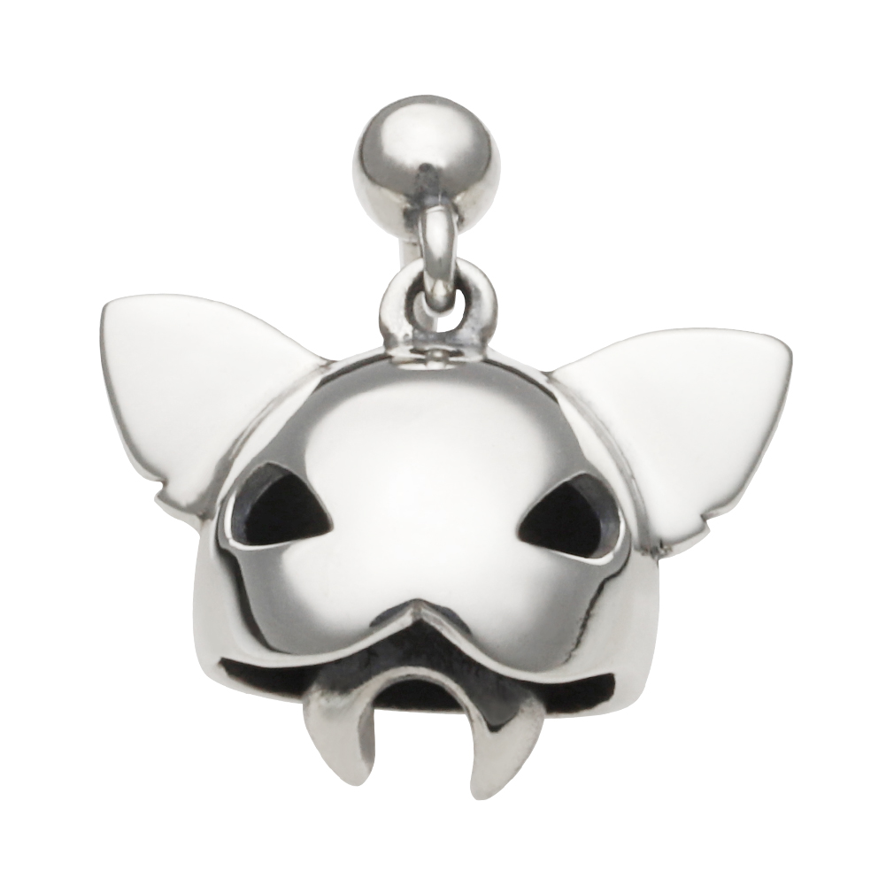 cenote e0637 【シルバーアクセサリー】 キャットスカル ベル型ピアス