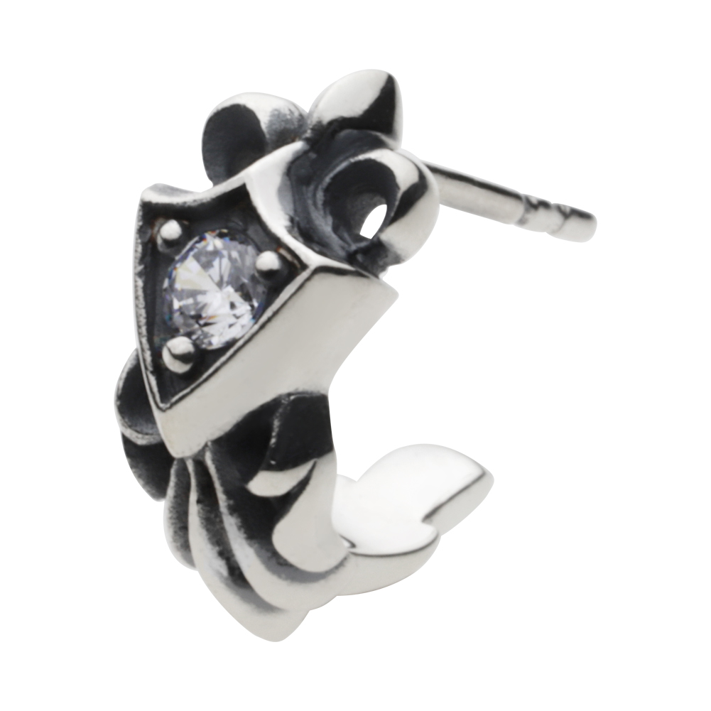 cenote e0665 【シルバーアクセサリー】 百合の紋章 エンブレム フープ ピアス ホワイトジルコニア