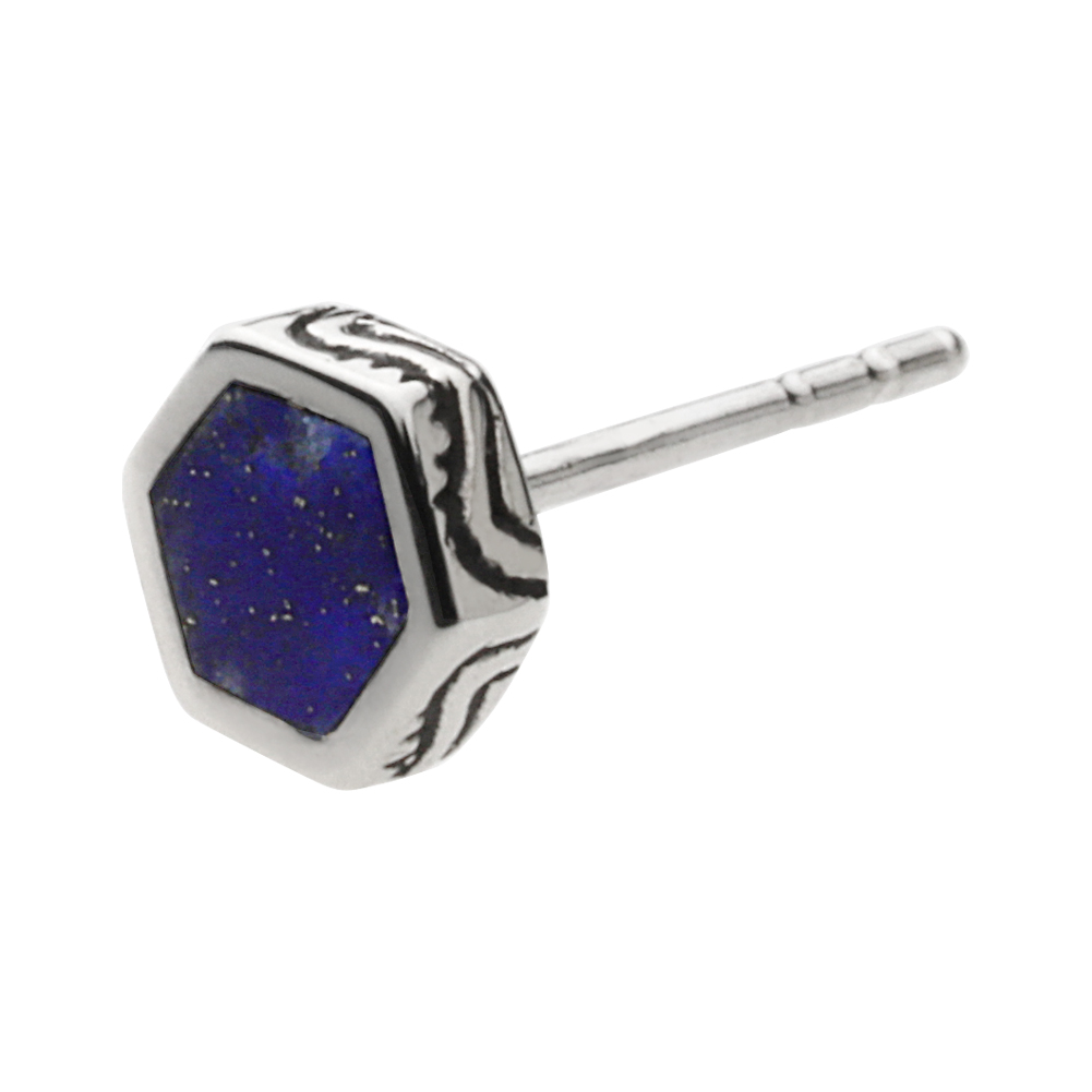 cenote e0677 【シルバーアクセサリー】 六角形 インディアン ピアス ラピスラズリ
