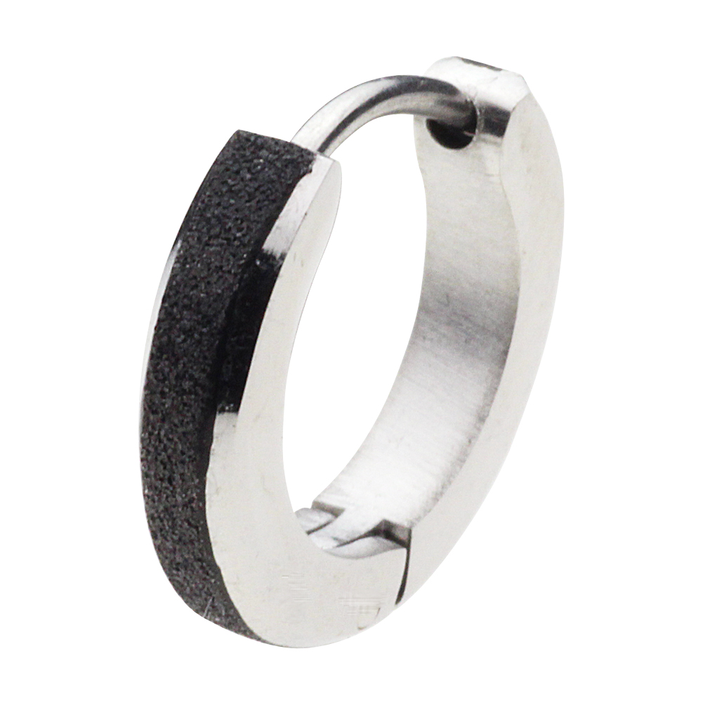 cenote e5016 【ステンレスアクセサリー】 ブラックサンドブラストフープピアス