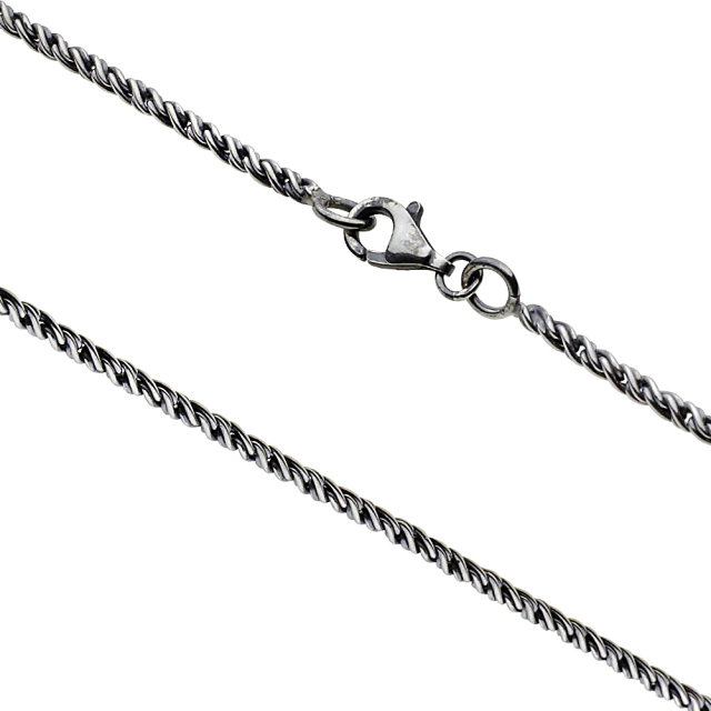 cenote c0020 【シルバーアクセサリー】 幅2mm スパイラルシルバーチェーン 燻し加工