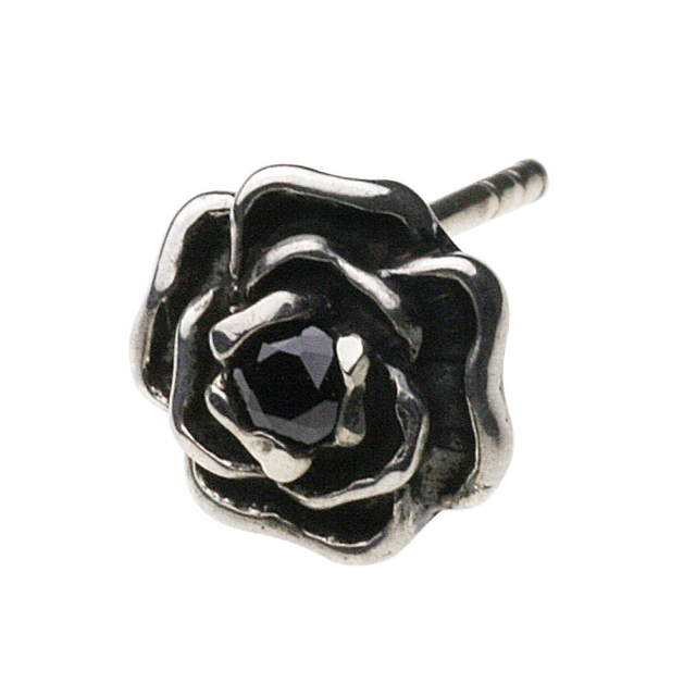 cenote e0426 【シルバーアクセサリー】 黒薔薇ピアス ブラック