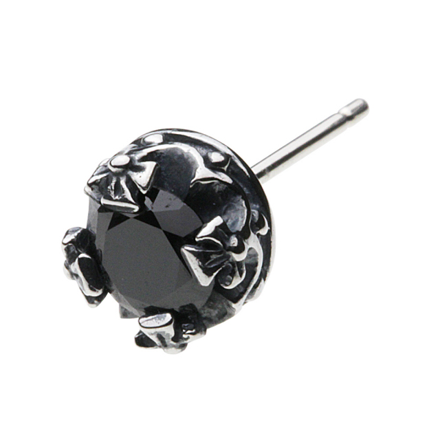 cenote e0459 【シルバーアクセサリー】 クラウンピアス ブラックジルコニア