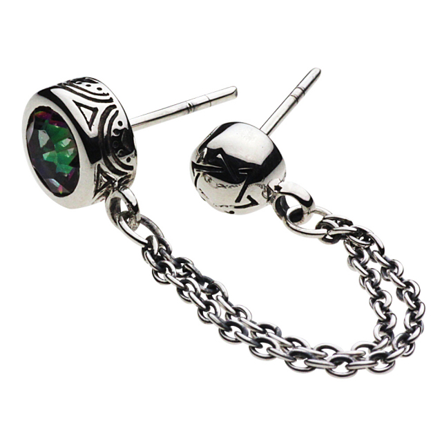 cenote e0478 【シルバーアクセサリー】 ストーン六芒星2ホールピアス ミスティッククォーツ