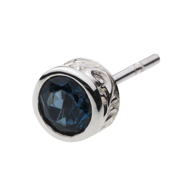 cenote e0523 【シルバーアクセサリー】 ストーン唐草ピアス ロンドンブルートパーズ