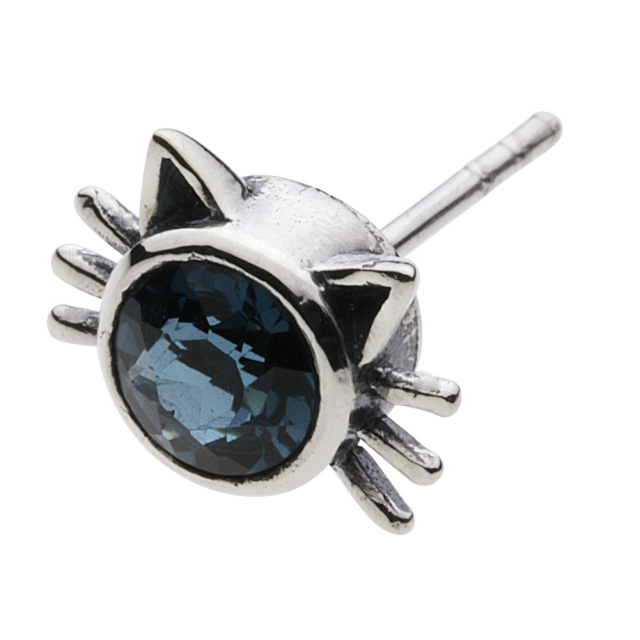 cenote e0540 【シルバーアクセサリー】 猫シルエットピアス ロンドンブルートパーズ