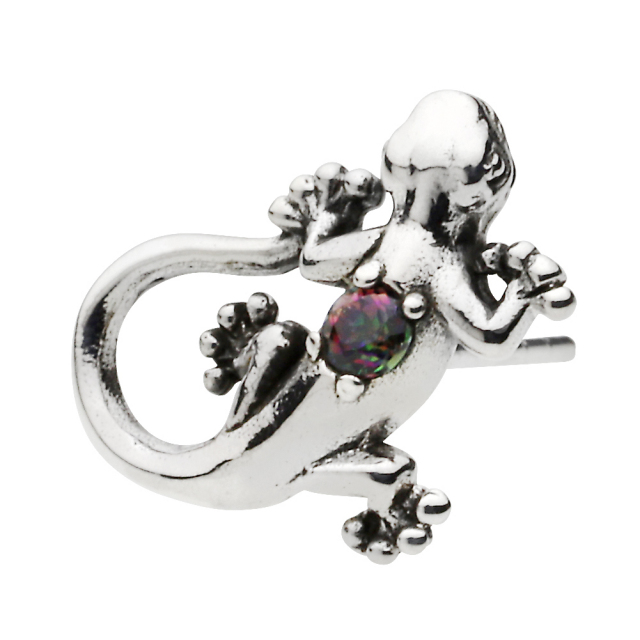 cenote e0591 【シルバーアクセサリー】 ストーントカゲスタッドピアス  ミスティッククォーツ