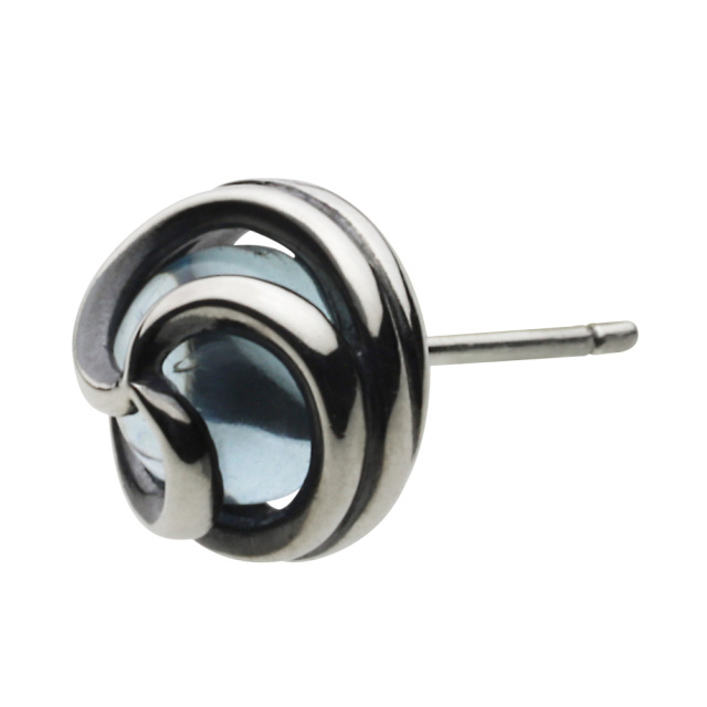 cenote e0614 【シルバーアクセサリー】 渦潮ストーンスタッドピアス ブルートパーズ