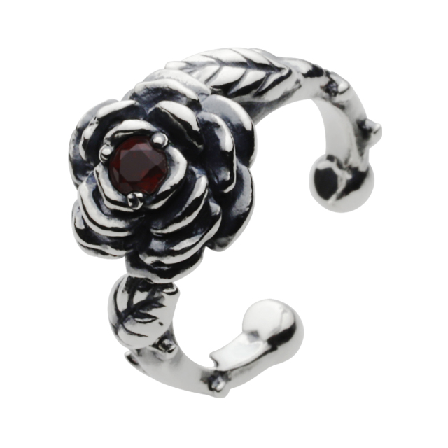 cenote e2102 【シルバーアクセサリー】 薔薇 イヤーカフ ガーネット