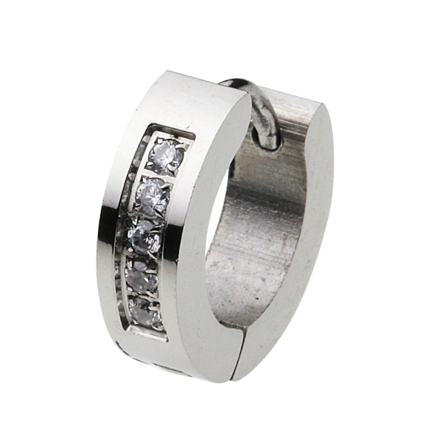 cenote e5012 【ステンレスアクセサリー】 ストーンフープピアス ホワイトジルコニア