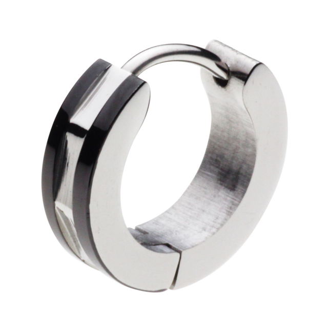 cenote e5013 【ステンレスアクセサリー】 ブラックラインフープピアス