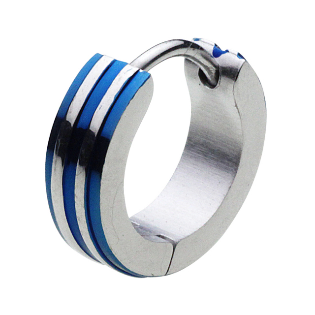 cenote e5014b 【ステンレスアクセサリー】 2ラインカラーフープピアス ブルー