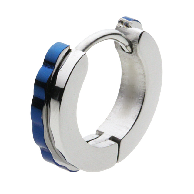 cenote e5018b 【ステンレスアクセサリー】 カラーギアフープピアス ブルー