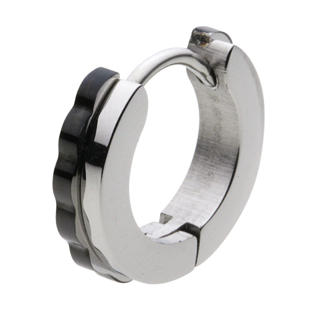 cenote e5018k 【ステンレスアクセサリー】 カラーギアフープピアス ブラック