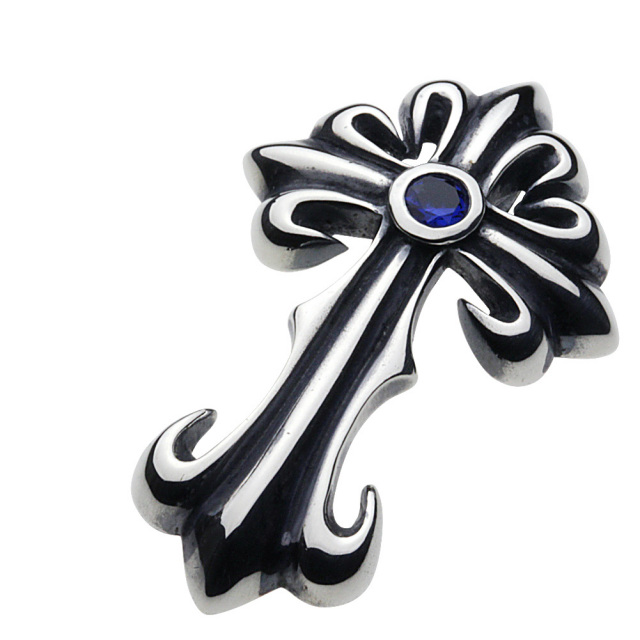 cenote p0253 【シルバーアクセサリー】 ゴシッククロスペンダント サファイア