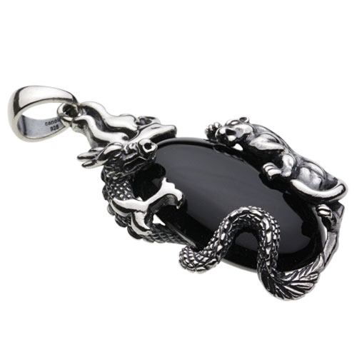 cenote p0336 【シルバーアクセサリー】 龍虎ペンダント オニキス