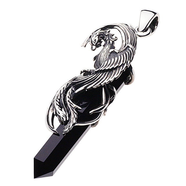 cenote p0338 【シルバーアクセサリー】 フェニックスピラーペンダント ブラックジルコニア