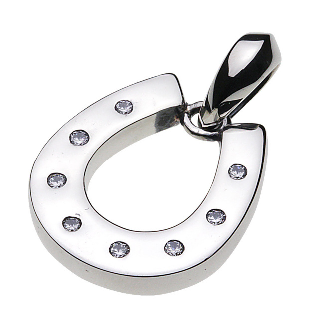 cenote p0345 【シルバーアクセサリー】 ホースシューペンダント ホワイトジルコニア