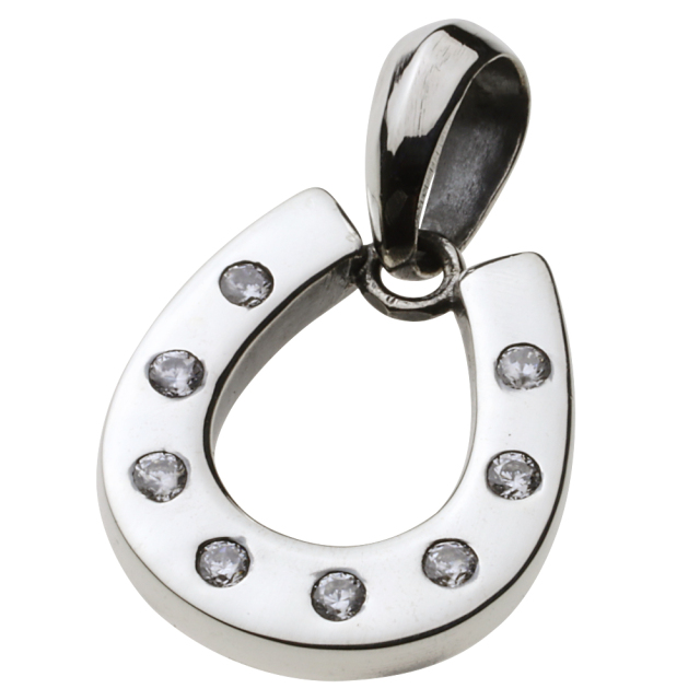 cenote p0345 【シルバーアクセサリー】 ホースシューペンダント ホワイトジルコニア