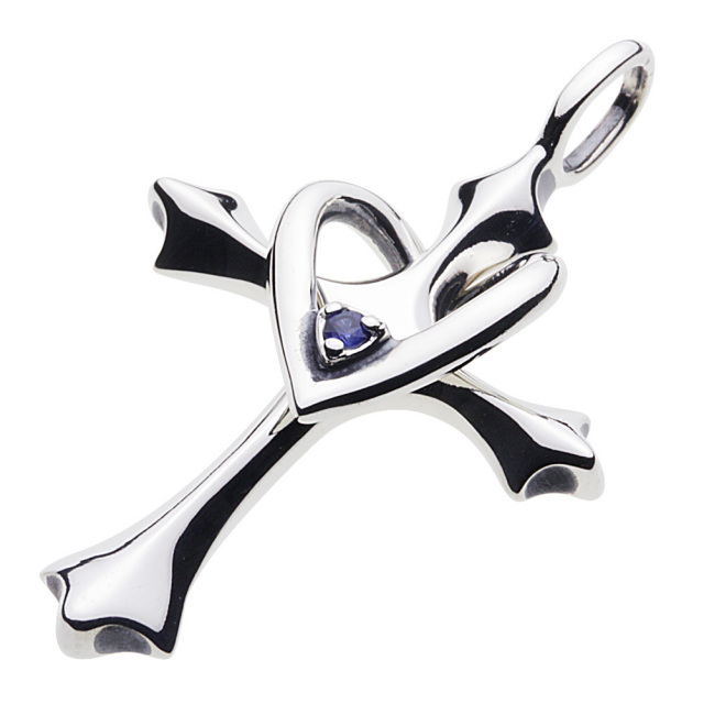 cenote p0377sf 【シルバーアクセサリー】 誕生石クロスハートペンダント サファイア 9月