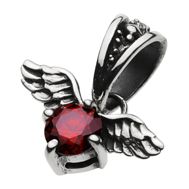 cenote p0429 【シルバーアクセサリー】 エンジェルハートペンダント レッドジルコニア