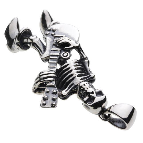 cenote p0551 【シルバーアクセサリー】 ギタリストスカルペンダント