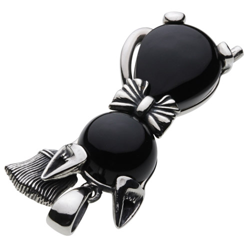 cenote p0655 【シルバーアクセサリー】 魔法使い黒猫ペンダント