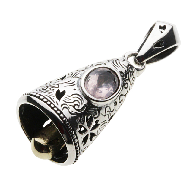 cenote p0708 【シルバーアクセサリー】 和柄 桜ベルペンダント ローズクォーツ