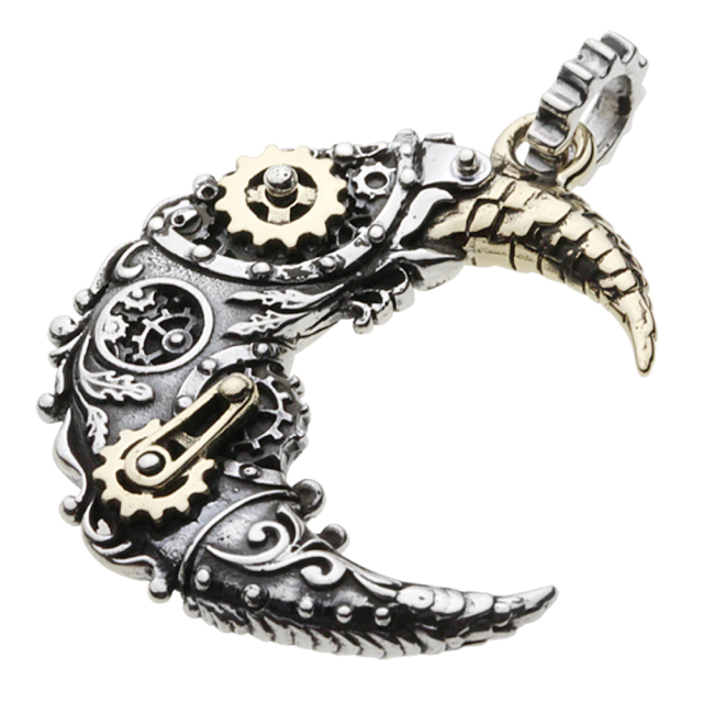 cenote p0710 【シルバーアクセサリー】 スチームパンク三日月ペンダント