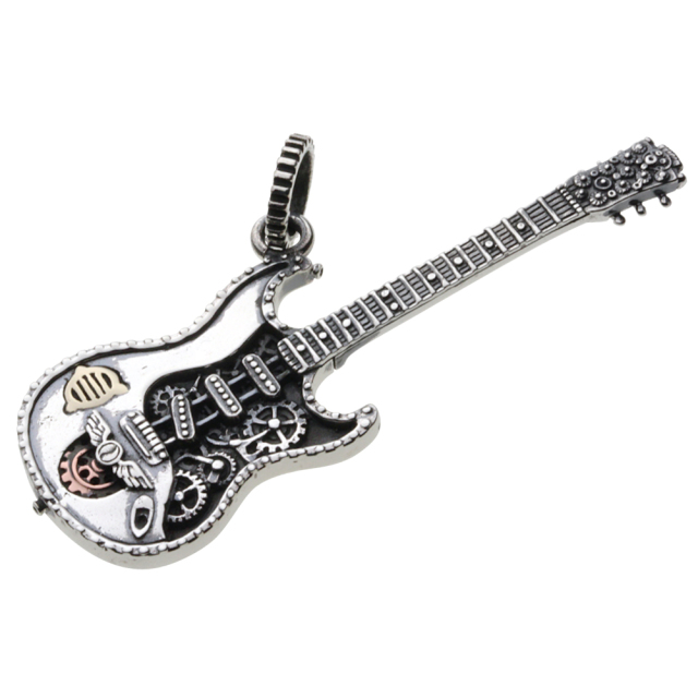 cenote p0715 【シルバーアクセサリー】 スチームパンクギターペンダント