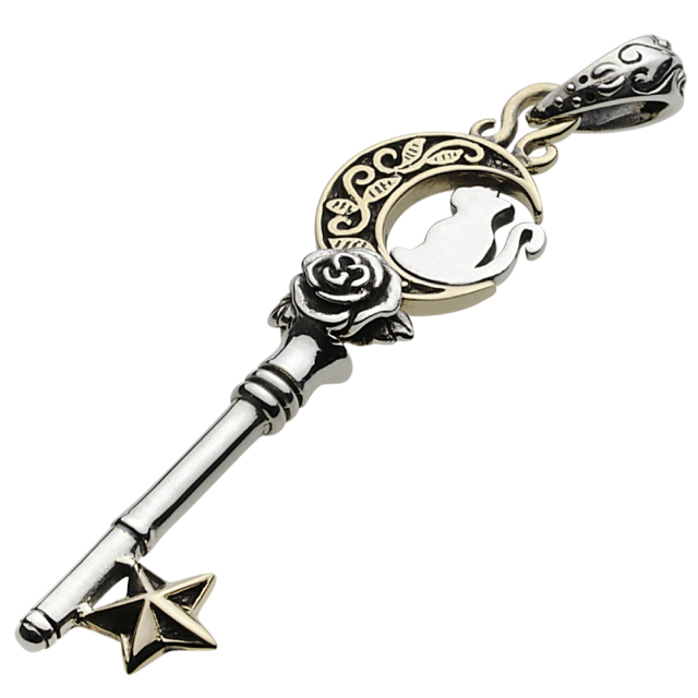 cenote p0738 【シルバーアクセサリー】三日月猫スターキーペンダント