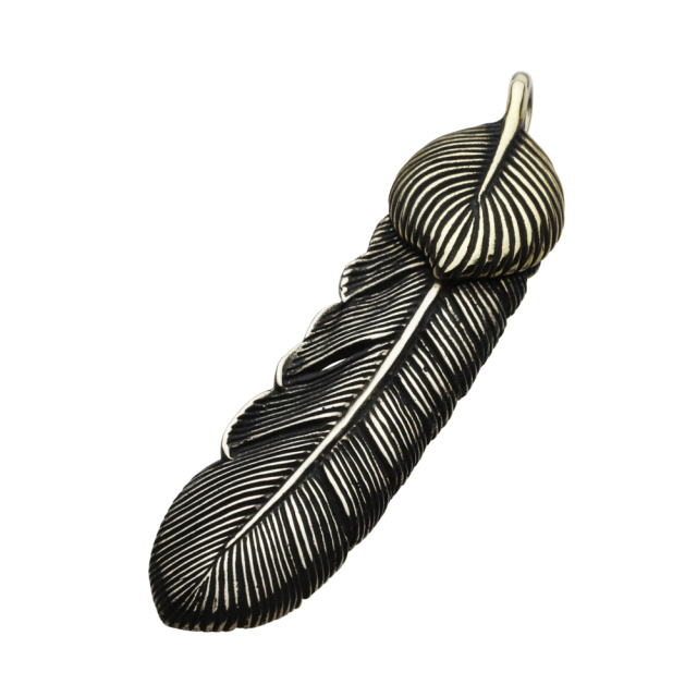 cenote p3022 【ホワイトメタルアクセサリー】 ネイティブフェザーリーフ ペンダント