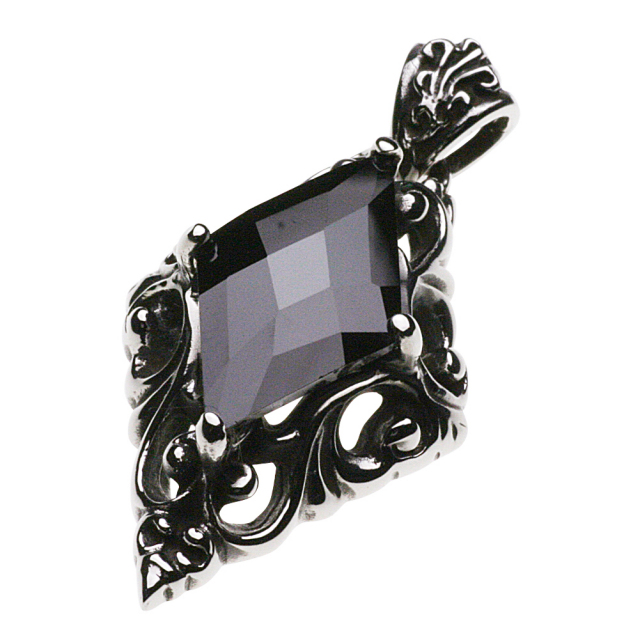 cenote p5005 【ステンレスアクセサリー】 ゴシックペンダント ブラックジルコニア
