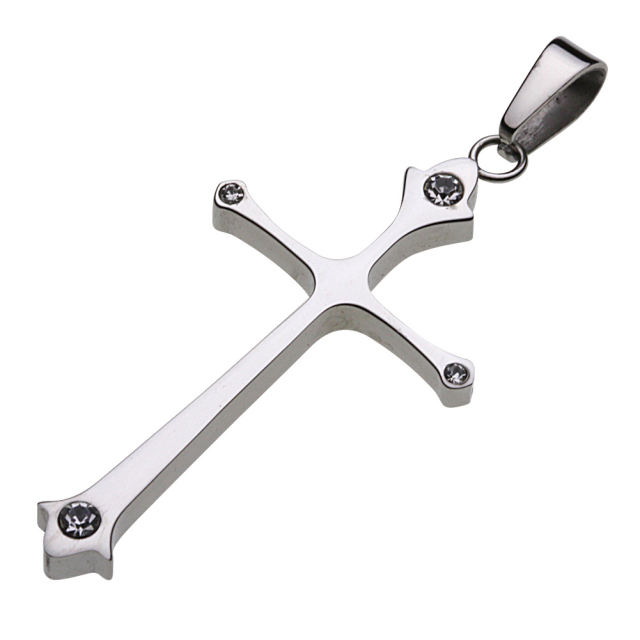 cenote p5018 【ステンレスアクセサリー】 クロスクリスタルペンダント クリスタル