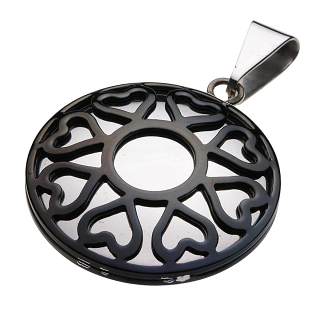 cenote p5025k 【ステンレスアクセサリー】 ハートペンダント ブラック