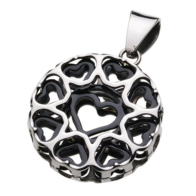 cenote p5026k 【ステンレスアクセサリー】 フェミニンハートペンダント ブラック