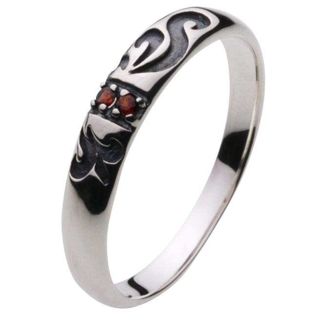 cenote r0290 【シルバーアクセサリー】 トライバル甲丸リング ガーネット
