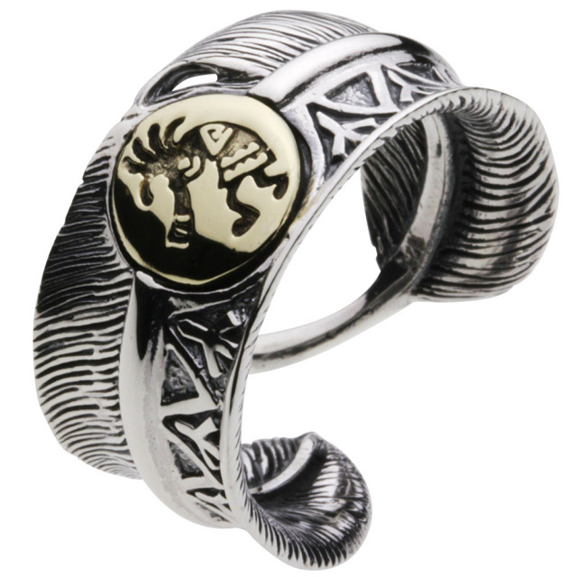 cenote r0423 【シルバーアクセサリー】 ホピ族ココペリフェザーリング