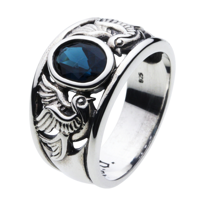 cenote r0446 【シルバーアクセサリー】 ダブルスワローリング ロンドンブルートパーズ