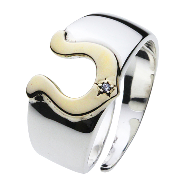 cenote r0449 【シルバーアクセサリー】 ホースシューリング ホワイトジルコニア