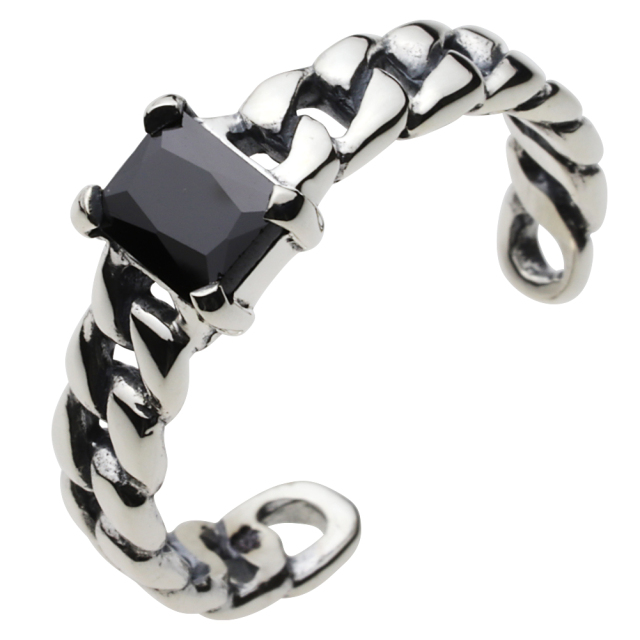 cenote r0505 【シルバーアクセサリー】 喜平チェーン リンクリング ブラックジルコニア